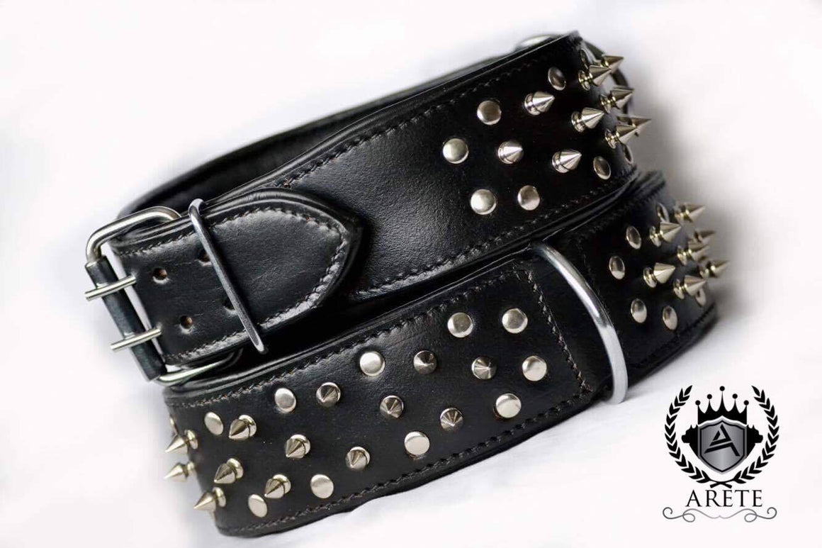 Cesar Buckskin Handmade Black Leather Collar