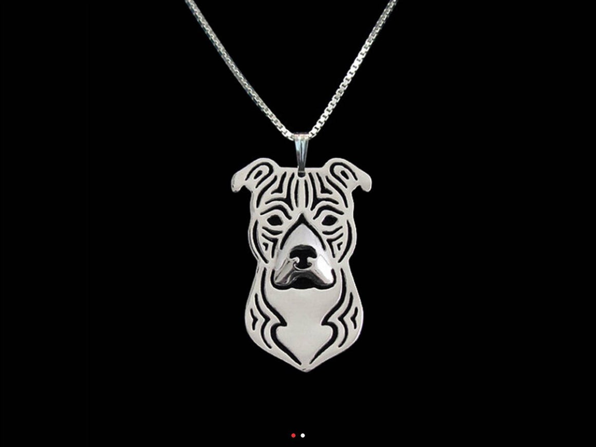 American Staffordshire 3D Portrait Necklace With Floppy Ears